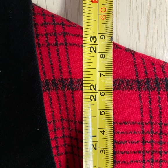 Vintage Pendleton Blazer Jacket Womens 10 Red Plaid & Velvet Wool Made in USA - Picture 9 of 10